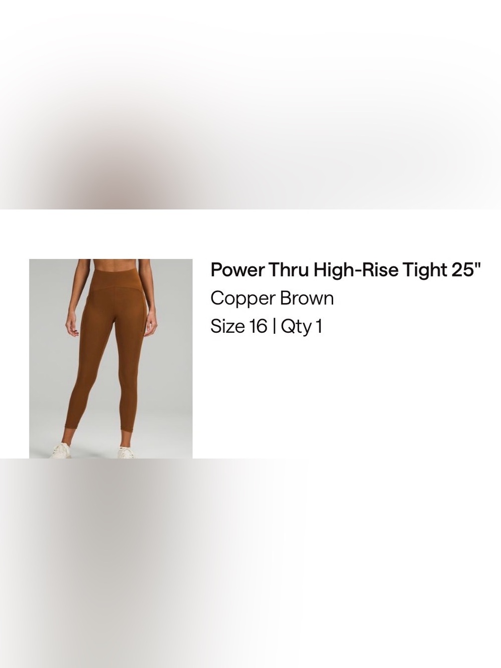Women’s Lululemon Power Thru High Rise Tight 25” Copper Brown-Size 16